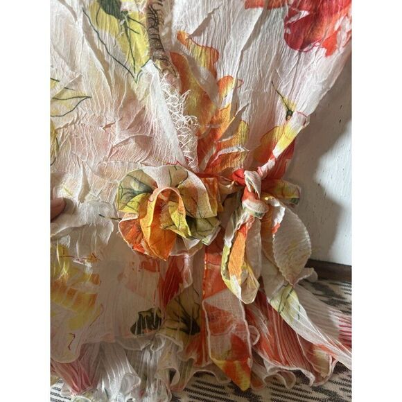 Vintage Y2K Cache Wrap Bell Sleeve Floral Lace Long Sleeve Fairy Core Top XS - Picture 3 of 8